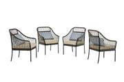 D1010D5 Gray Round Patio Dining Set and Outdoor Table with Chairs