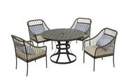 D1010D5 Gray Round Patio Dining Set and Outdoor Table with Chairs