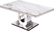 Modern Rectangle Dining Table with White Marble Top and Polished U-Base (D13 & D14-DT) by Quality Living Furniture