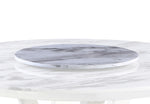 Round Light Gray Marble Dining Table with Lazy Susan and Stainless Steel Base (D16-DTL) by Quality Living Furniture