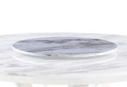 Round Light Gray Marble Dining Table with Lazy Susan and Stainless Steel Base (D16-DTL) by Quality Living Furniture