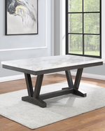 Contemporary White Faux Marble Dining Table (D185-DT) by Quality Living Furniture