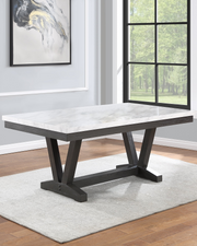 Contemporary White Faux Marble Dining Table (D185-DT) by Quality Living Furniture