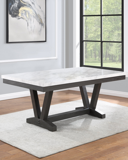 Contemporary White Faux Marble Dining Table (D185-DT) by Quality Living Furniture