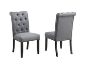 White Faux Marble Dining Set with Button Tufted Seating, Gray & Beige Upholstery (D185 & D186) by Quality Living Furniture