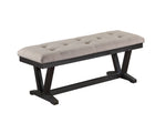 White Faux Marble Dining Set with Button Tufted Seating, Gray & Beige Upholstery (D185 & D186) by Quality Living Furniture