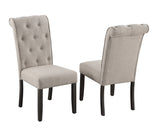 White Faux Marble Dining Set with Button Tufted Seating, Gray & Beige Upholstery (D185 & D186) by Quality Living Furniture