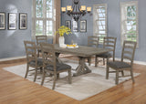 Traditional Wooden Dining Set With Extension Leaf And Gray or Beige Chairs (D21 & D22) by Quality Living Furniture
