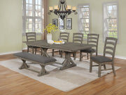 Traditional Wooden Dining Set With Extension Leaf And Gray or Beige Chairs (D21 & D22) by Quality Living Furniture