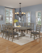 Traditional Wooden Dining Set With Extension Leaf And Gray or Beige Chairs (D21 & D22) by Quality Living Furniture