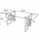 79 inch Clear Tempered Glass Dining Table with Stainless Steel Double Pedestal Base, Gold & Silver (D221 D222) by Quality Living Furniture