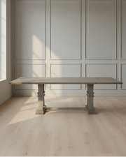 Rustic Gray Wooden Extendable Dining Table with Trestle Base (D25-DT) by Quality Living Furniture