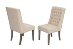 Modern Farmhouse Beige Linen Dining Chairs with Button Tufting and Weathered Gray Legs (Set of 2) by Quality Living Furniture