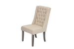Modern Farmhouse Beige Linen Dining Chairs with Button Tufting and Weathered Gray Legs (Set of 2) by Quality Living Furniture