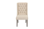 Modern Farmhouse Beige Linen Dining Chairs with Button Tufting and Weathered Gray Legs (Set of 2) by Quality Living Furniture
