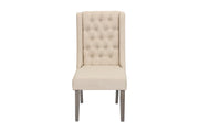 Modern Farmhouse Beige Linen Dining Chairs with Button Tufting and Weathered Gray Legs (Set of 2) by Quality Living Furniture