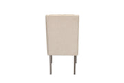 Modern Farmhouse Beige Linen Dining Chairs with Button Tufting and Weathered Gray Legs (Set of 2) by Quality Living Furniture