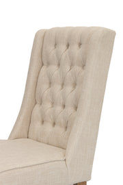 Modern Farmhouse Beige Linen Dining Chairs with Button Tufting and Weathered Gray Legs (Set of 2) by Quality Living Furniture