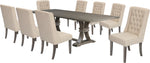 104-Inch Modern Traditional Rustic Gray Dining Set with Tufted Beige Linen Chairs (D25) by Quality Living Furniture