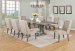 104-Inch Modern Traditional Rustic Gray Dining Set with Tufted Beige Linen Chairs (D25) by Quality Living Furniture