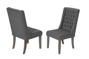 104-Inch Modern Traditional Rustic Gray Dining Set with Tufted Linen Chairs (D25 & D26) by Quality Living Furniture
