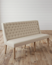 71 Inch Upholstered Dining Bench With Beige Button Tufted Fabric (D37-BN) by Quality Living Furniture