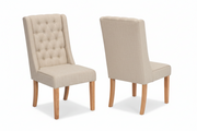 Traditional Beige Linen Upholstered Wingback Dining Chairs (D37-SC) by Quality Living Furniture