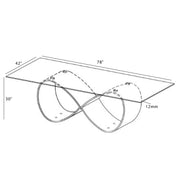 78-Inch Modern Glass-Top Dining Table with Infinity Steel Base, Silver or Gold (D406-9) by Quality Living Furniture