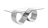 78-Inch Modern Glass-Top Dining Table with Infinity Steel Base, Silver or Gold (D406-9) by Quality Living Furniture