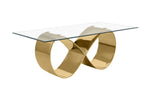 78-Inch Modern Glass-Top Dining Table with Infinity Steel Base, Silver or Gold (D406-9) by Quality Living Furniture