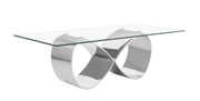 78-Inch Modern Glass-Top Dining Table with Infinity Steel Base, Silver or Gold (D406-9) by Quality Living Furniture