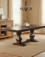 Traditional Dark Wood Extendable Dining Table with Sculpted Double Pedestal Base (D42-DT) by Quality Living Furniture