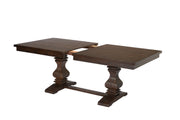 Traditional Dark Wood Extendable Dining Table with Sculpted Double Pedestal Base (D42) by Quality Living Furniture