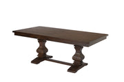 Traditional Dark Wood Extendable Dining Table with Sculpted Double Pedestal Base (D42) by Quality Living Furniture