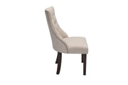 Classic Beige Linen Parsons Dining Chairs with Button Tufting and Nailhead Trim (Set of 2) (D42) by Quality Living Furniture