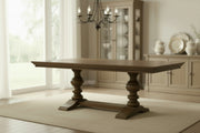 Traditional Double Pedestal Solid Wood Dining Table For Home by Quality Living Furniture