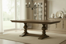 Traditional Double Pedestal Solid Wood Dining Table For Home by Quality Living Furniture