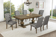 Traditional Solid Wood Trestle Dining Set With Upholstered Chairs (D702 D703) by Quality Living Furniture