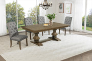 Traditional Solid Wood Trestle Dining Set With Upholstered Chairs (D702 D703) by Quality Living Furniture