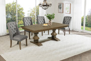 Traditional Solid Wood Trestle Dining Set With Upholstered Chairs (D702 D703) by Quality Living Furniture