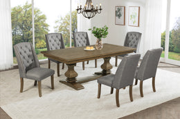 Traditional Solid Wood Trestle Dining Set With Upholstered Chairs (D702 D703) by Quality Living Furniture