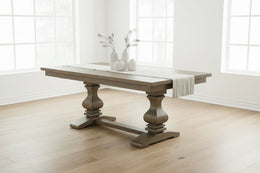 Traditional Double Pedestal Solid Wood Rectangular Dining Table by Quality Living Furniture