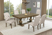 Traditional Solid Wood Trestle Dining Set With Upholstered Chairs (D702 D703) by Quality Living Furniture