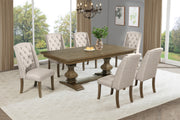 Traditional Solid Wood Trestle Dining Set With Upholstered Chairs (D702 D703) by Quality Living Furniture