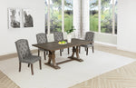 Traditional Solid Wood Rectangular Trestle Dining Set With Chairs by Quality Living Furniture