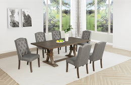 Traditional Solid Wood Rectangular Trestle Dining Set With Chairs by Quality Living Furniture