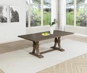 Traditional Solid Wood Rectangular Trestle Dining Set With Chairs by Quality Living Furniture