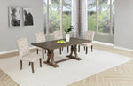 Traditional Solid Wood Rectangular Trestle Dining Set With Chairs by Quality Living Furniture