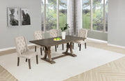 Traditional Solid Wood Rectangular Trestle Dining Set With Chairs by Quality Living Furniture