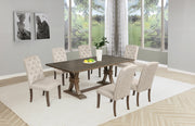 Traditional Solid Wood Rectangular Trestle Dining Set With Chairs by Quality Living Furniture